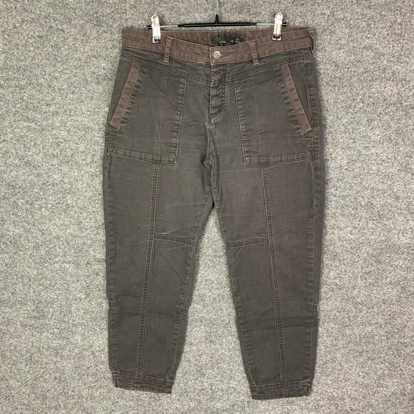Prana‎ Pants Womens Size 10 Gray Tapered Crop Work Stretch Double Knee - Picture 1 of 10